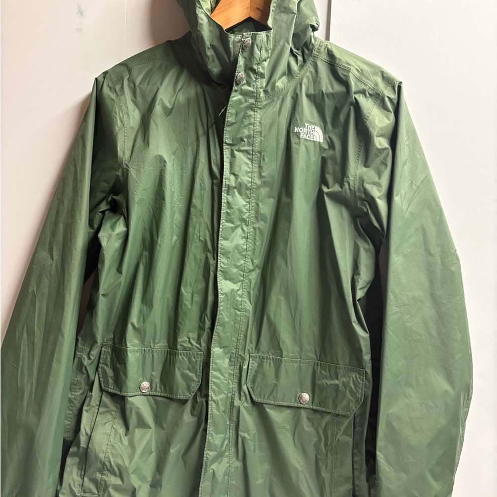 The North Face Hyvent Rain Jacket Boys XL 18/20 Green Hooded Full Zip Waterproof
